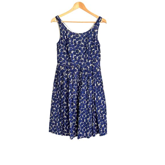 Boden Geo Print FitnFlare Cotton Dress Knee Length Sz US 6 Pockets - Picture 1 of 6